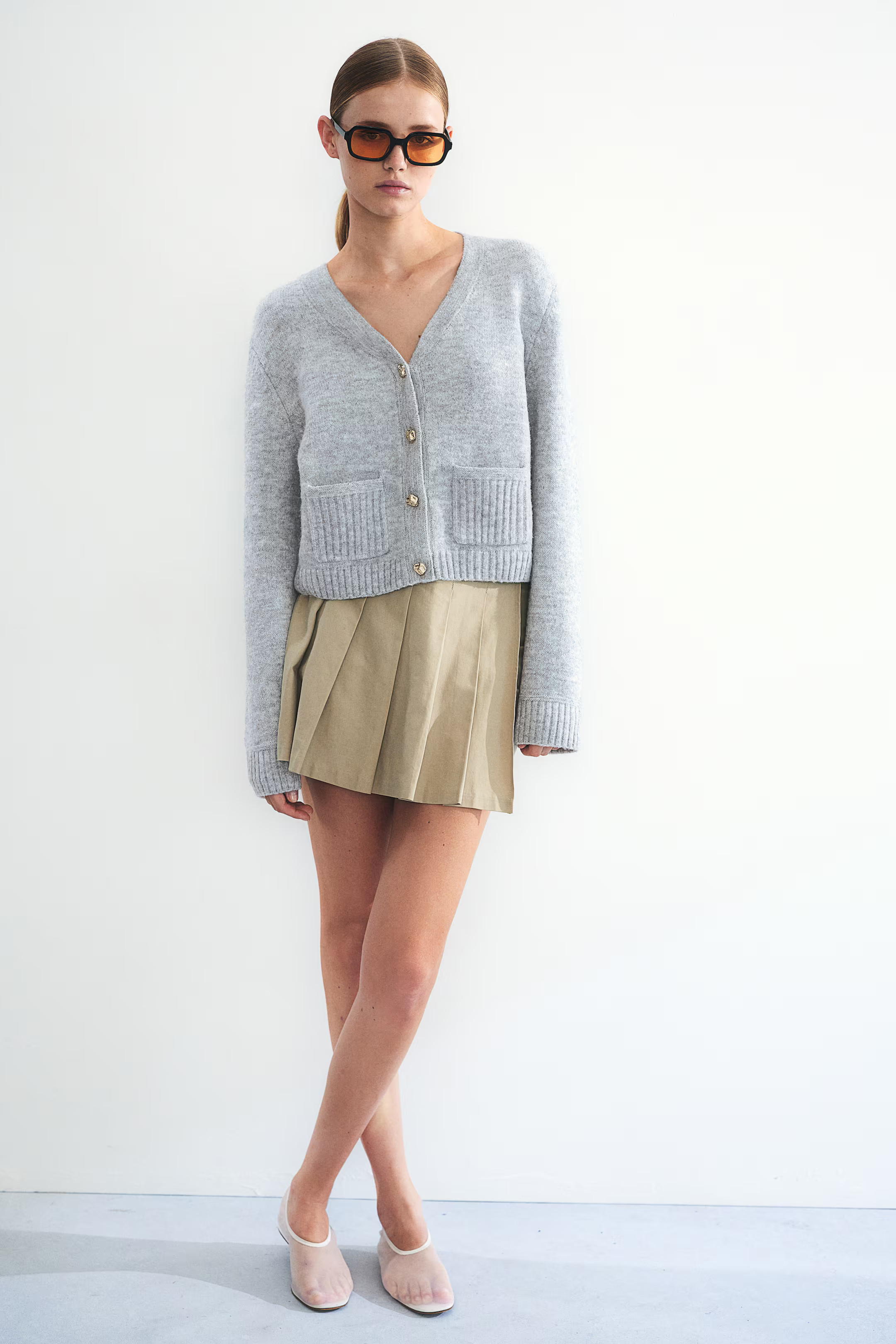 Short Fine-Knit Cardigan - Light gray melange - Ladies | H&M US | H&M (US + CA)