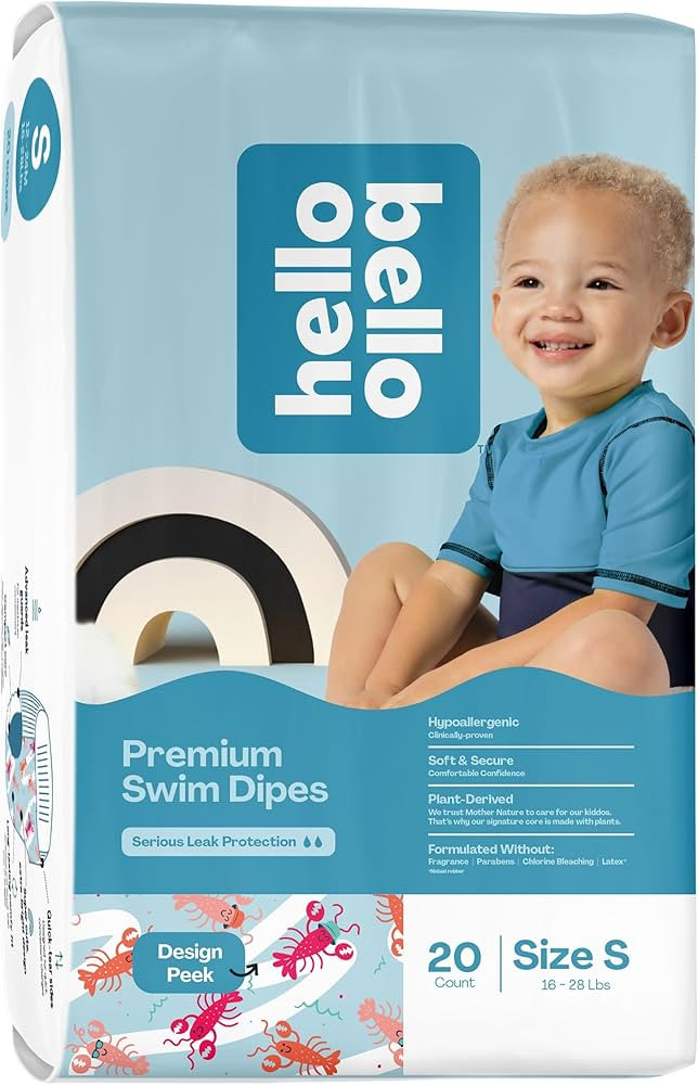 Hello Bello Premium Swim Diapers, Size S (16-28 lbs), Cute Extra-Bright Lobster Designs, 20 Count... | Amazon (US)