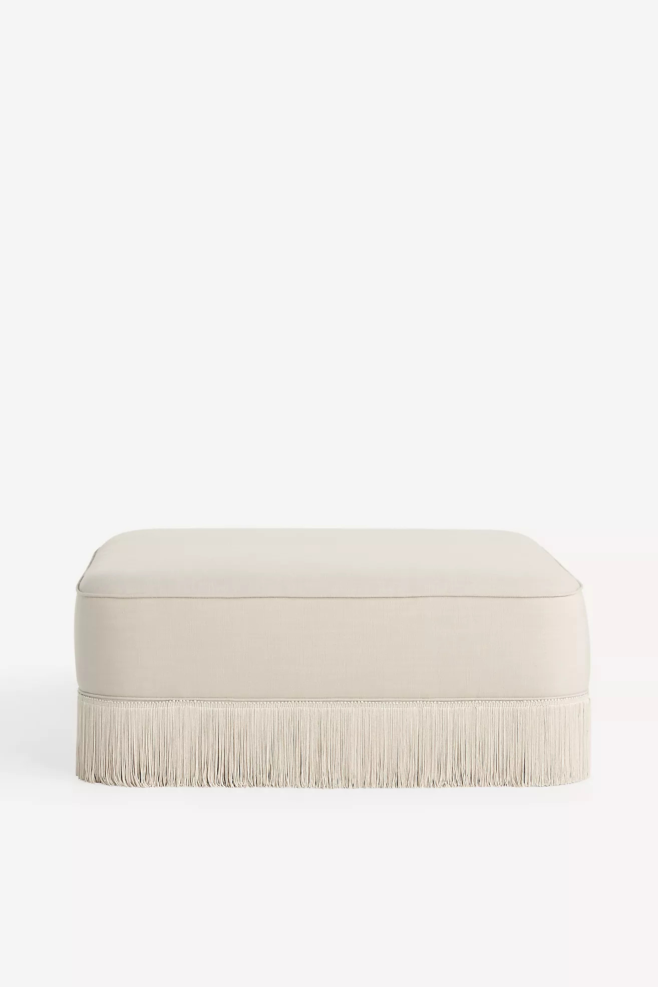 Sinclair Performance Linen Fringe Ottoman | Anthropologie (US)