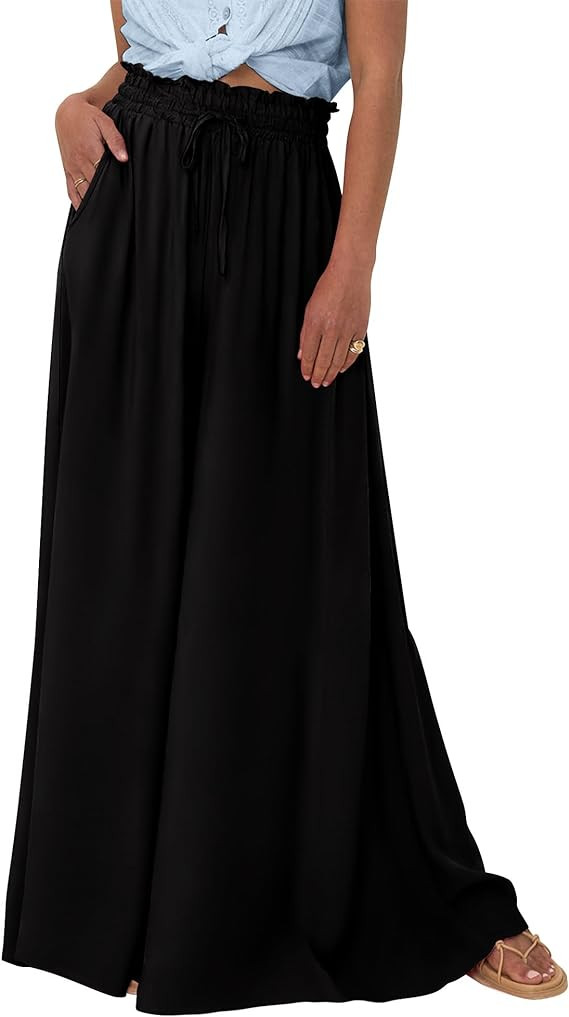 BTFBM Women Casual High Waist Wide Leg Pants 2026 Spring Summer Long Palazzo Pants Pocket Lounge ... | Amazon (US)