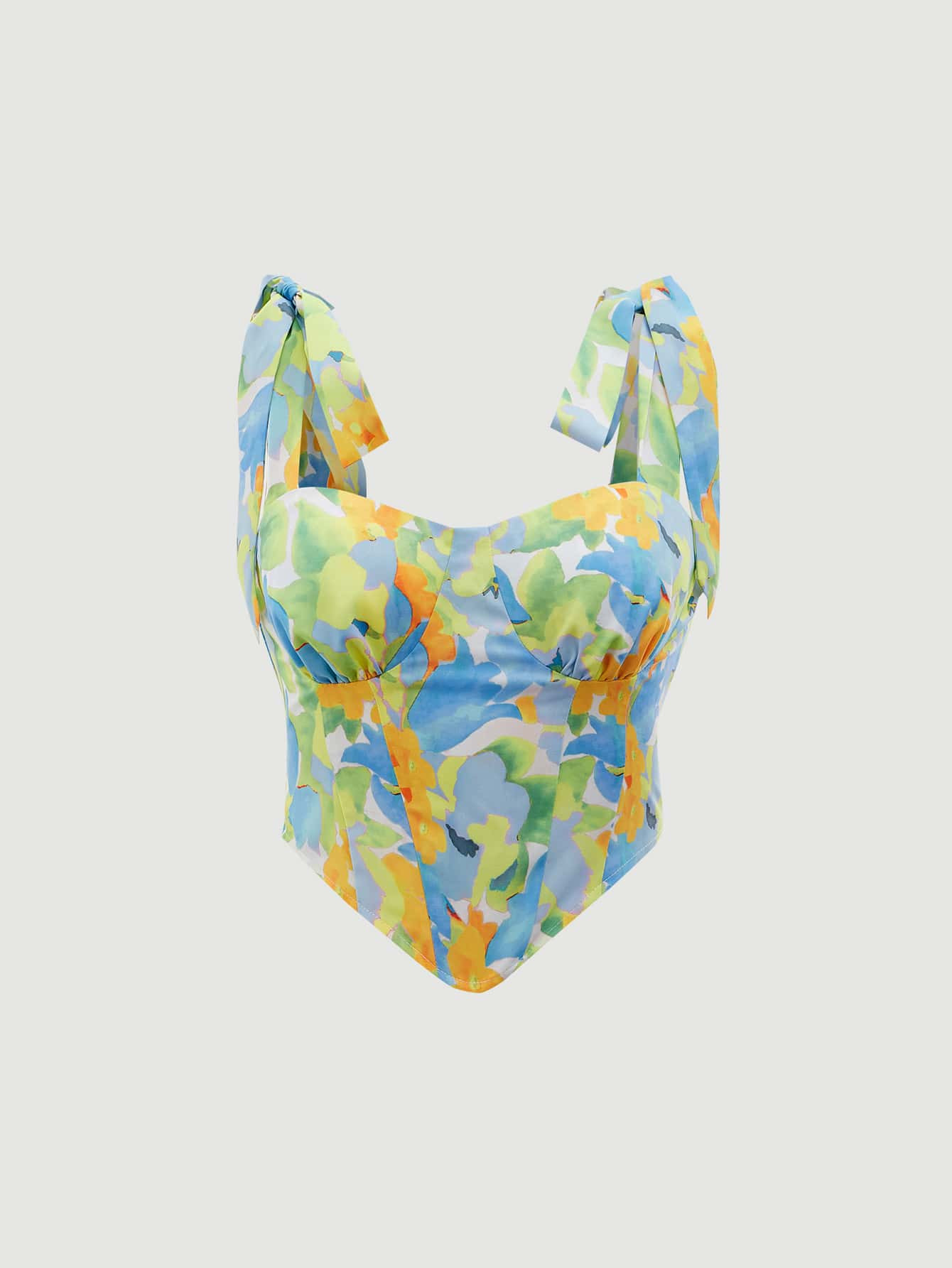 SHEIN MOD Floral Print Knotted Shoulder Ruffle Hem Top
       
              
              $7.49... | SHEIN