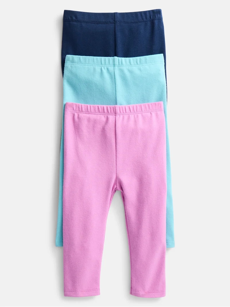 Wonder Nation Baby Girls Solid Leggings, 3-Pack, Sizes 0-24 Months | Walmart (US)