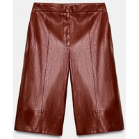 Zara - Faux Leather Long Shorts Set - Brick - M - Woman | Zara US