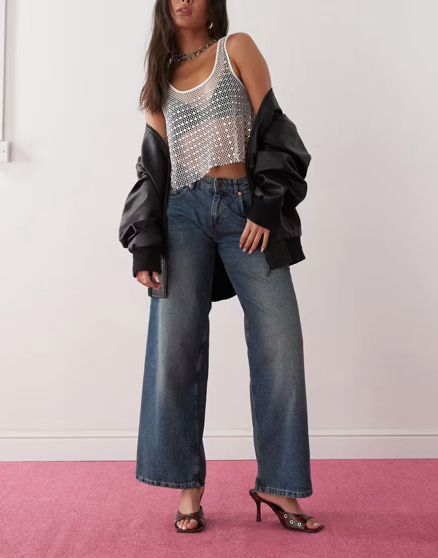 Motel roomy extra wide low rise jeans in bright blue | ASOS (Global)