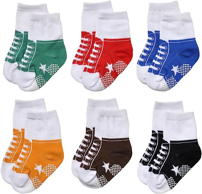 Epeius Unisex Baby Girls Boys Non-Slip Socks (Set of 6) | Amazon (US)