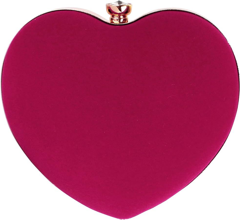 Goclothod Women Heart Shape Clutch Purse Velvet Shoulder Bag Evening Handbags | Amazon (US)