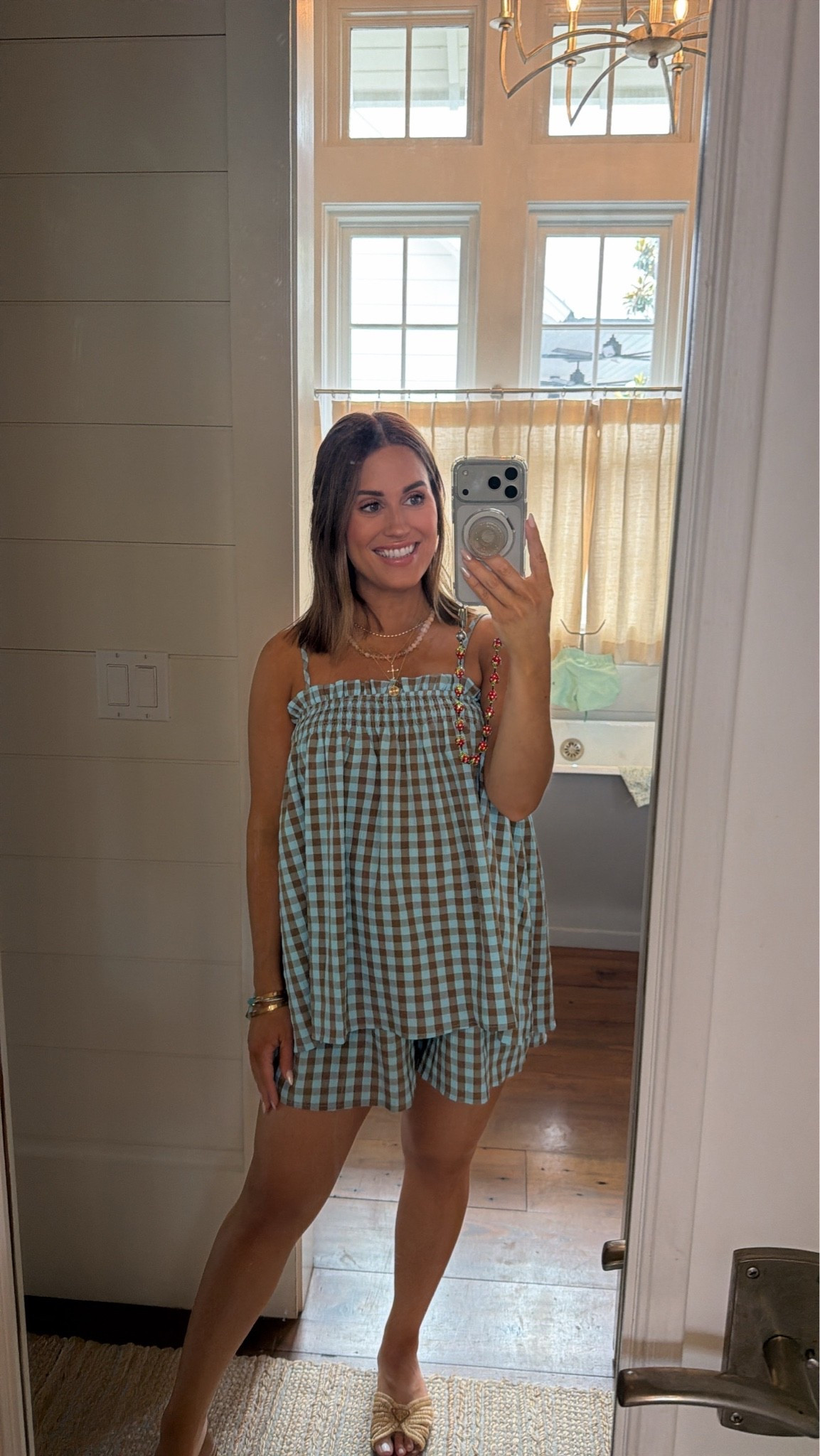 Summer Outfit Inspo ☀️ || wearing a small in this blue/brown gingham set from Amazon. Super comfy & lightweight for summer! Currently 25 weeks pregnant & it’s very bump friendly. 

Women’s summer outfit || summer maternity outfits || bump friendly summer || mom outfits || women’s fashion || summer ootd ||

#LTKootd #LTKBump #LTKSeasonal