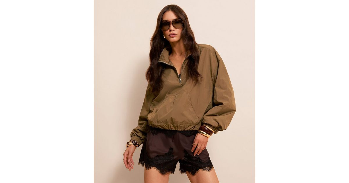 Light Brown Quarter Zip Funnel Neck Jacket | New Look | New Look (UK)