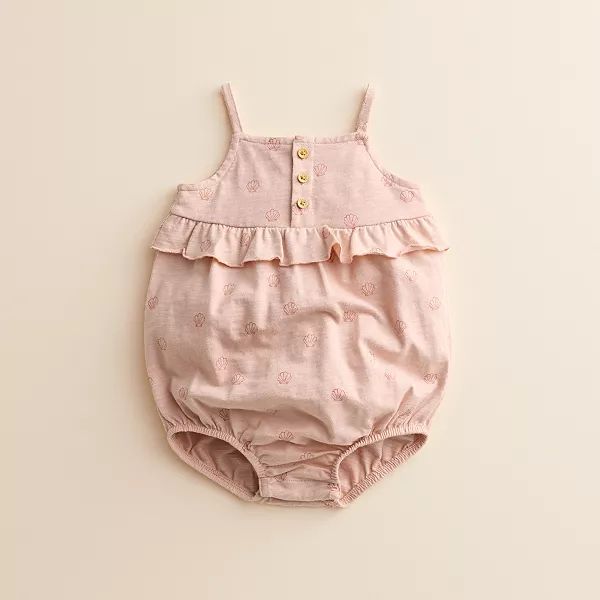 Baby Girl Little Co. by Lauren Conrad Organic Henley Ruffle Romper | Kohl's