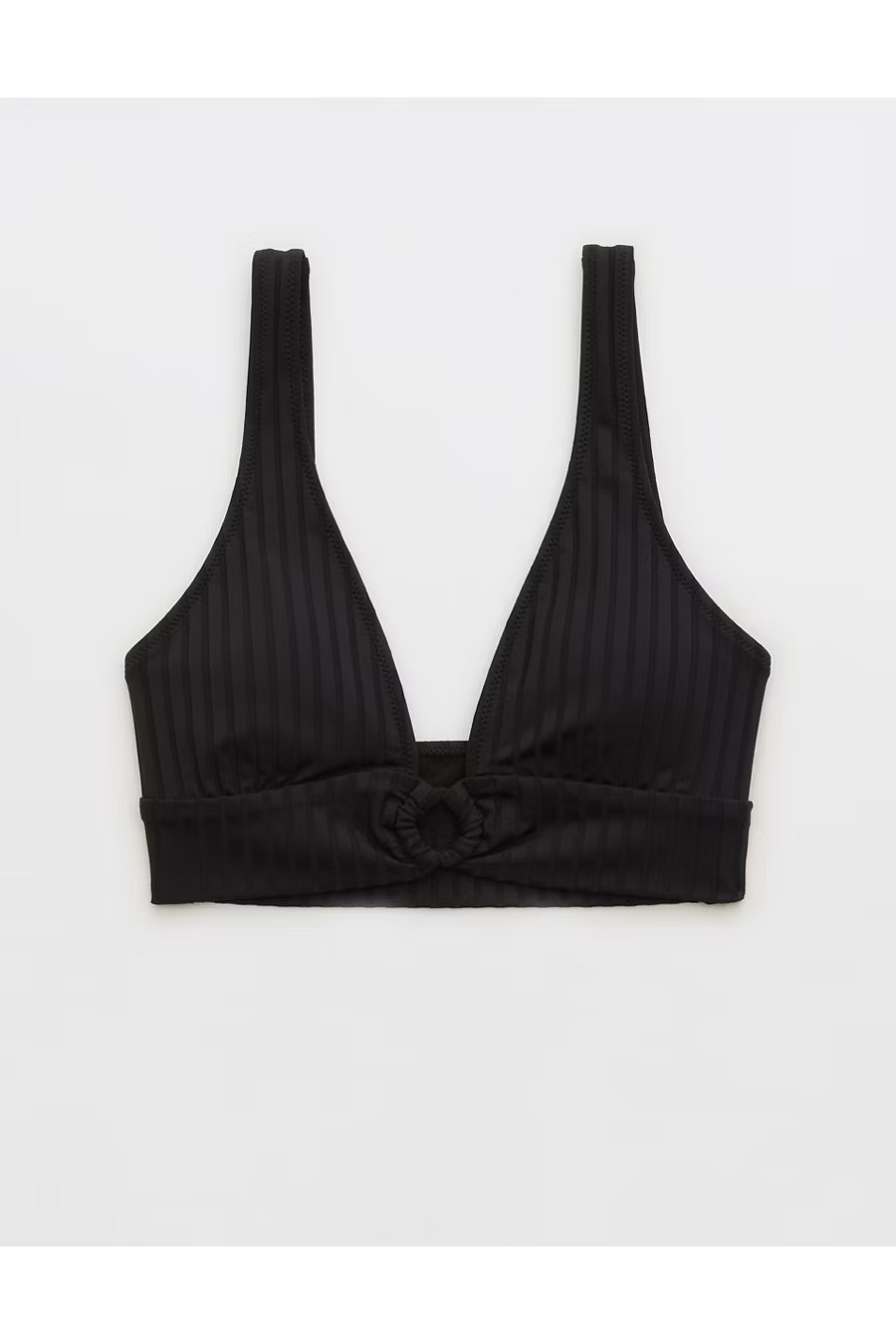Aerie Wide Rib Longline Plunge Ring Bikini Top | Aerie