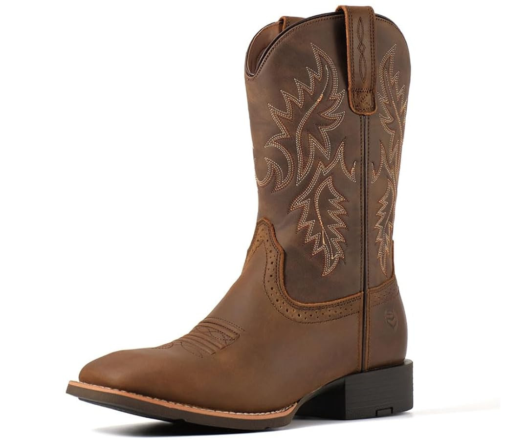 Cowboy Boots For Men - Mens Sport Wide Square Toe Western Boot,Oil/Slip Resistant,Durable Fashion... | Amazon (US)