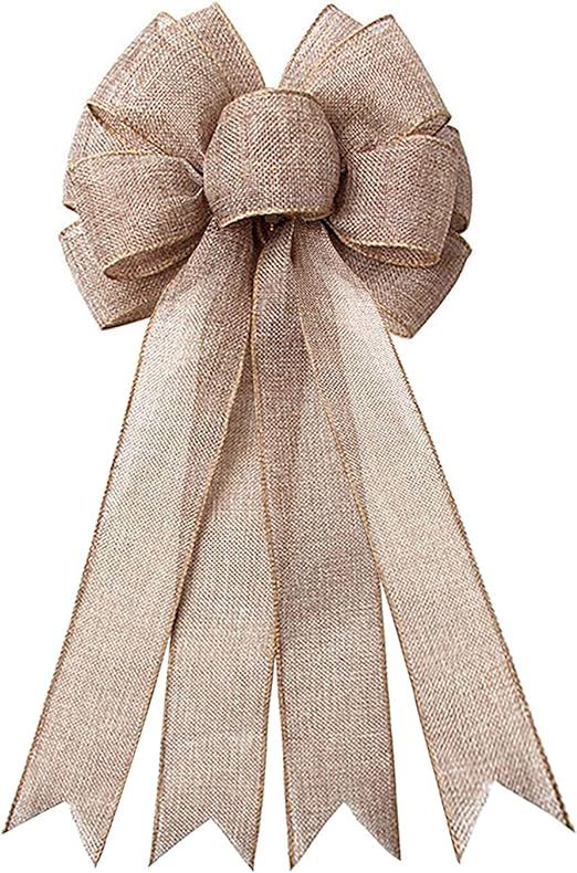 Large Burlap Wreaths Bows Rustic Jute Bows Christmas Tree Topper for Wedding Holiday Birthday Par... | Amazon (US)