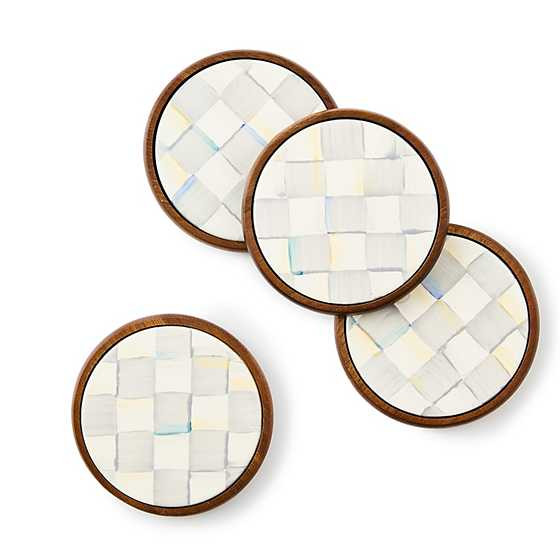 Sterling Check Enamel Coasters, Set of 4 | MacKenzie-Childs