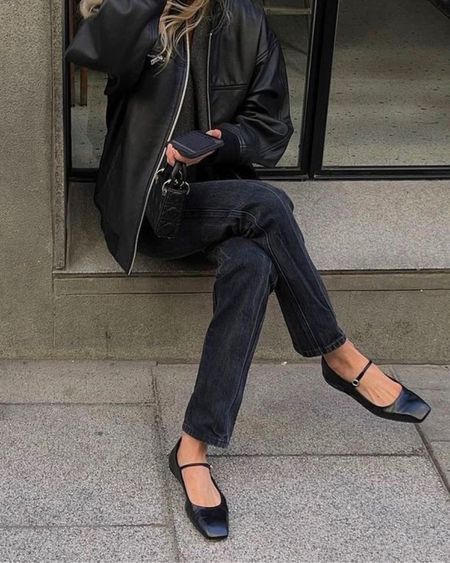 recreating my fave pinterest outfits ✨

cool girls wear all black 🖤
- black leather bomber
- black straight leg jeans
- black mary jane flats
- black micro bag


#LTKSeasonal #LTKstyletip #LTKU