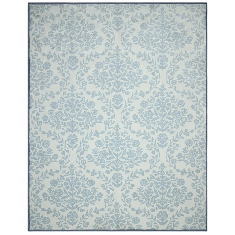 My Texas House Blue Floral Medallion Machine Washable Indoor Area Rug, 7'6" x 9'5" | Walmart (US)