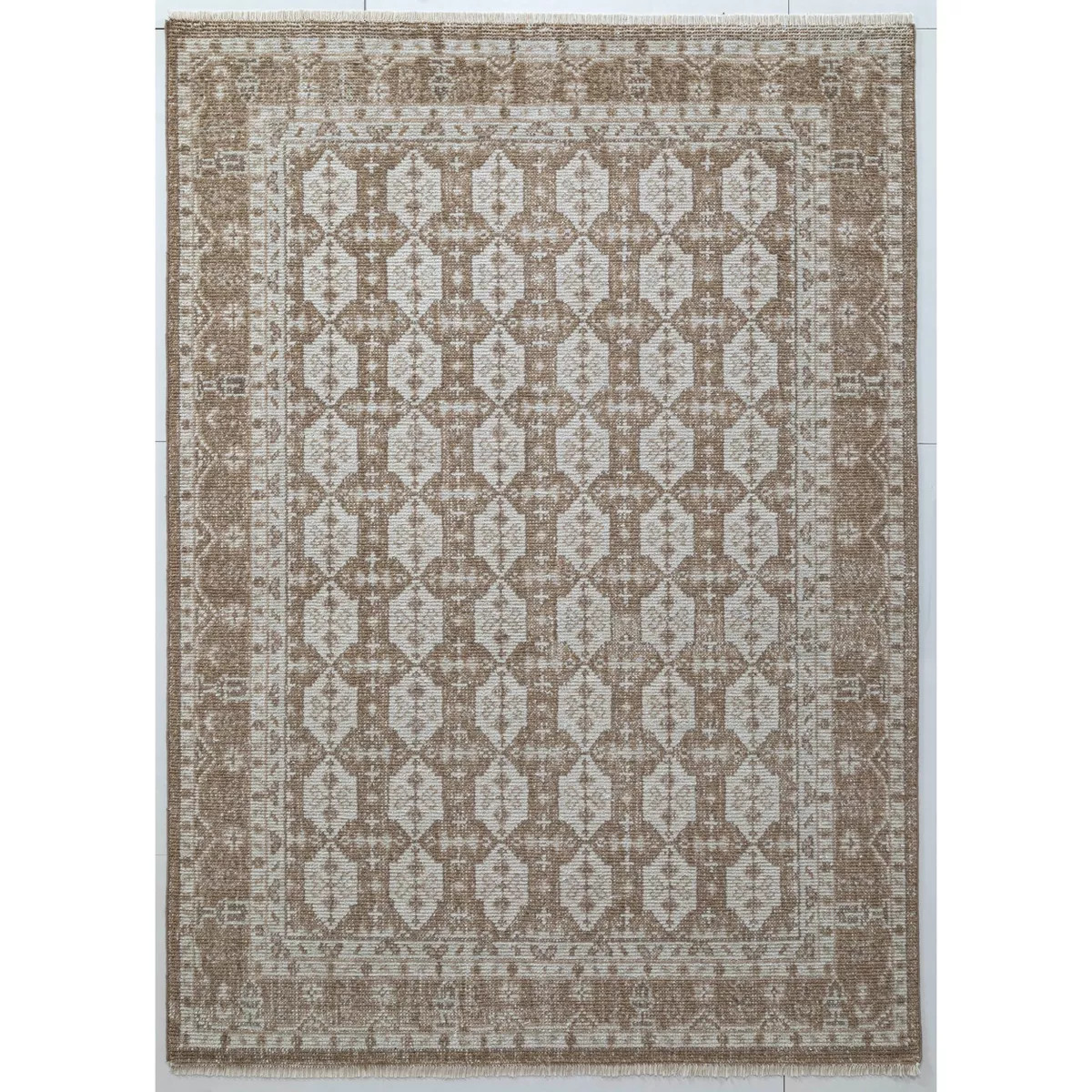 5'x7' Hand Knotted Persian Style Tile Rug Beige - Threshold™ designed with Studio McGee: Wool &... | Target