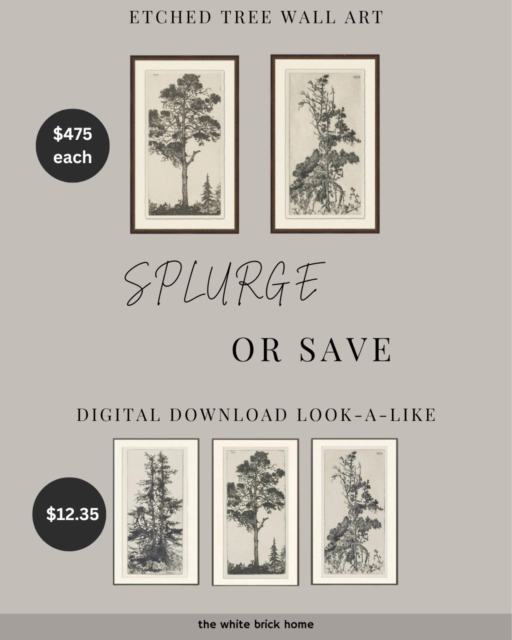 I have and love these tree prints! I also think these digital downloads are a great look for less - super easy to have these printed in any size that fits your home 🖤

Etched tree prints, tree wall art, wall art, wall art for a bedroom, wall art for a living room. 

#LTKsalealert #LTKhome