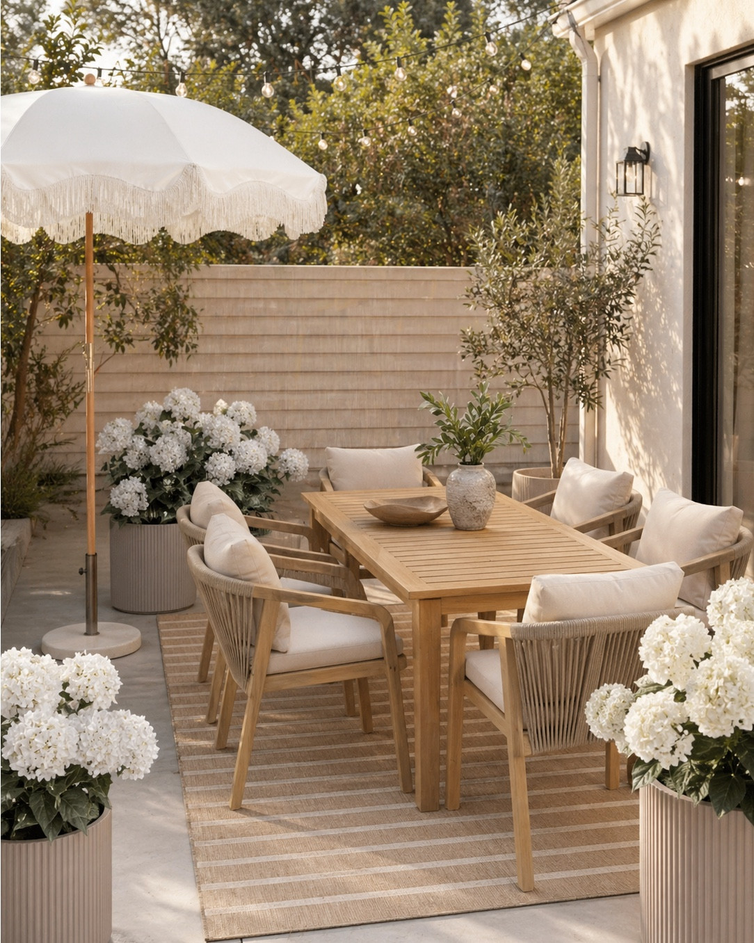 *image created by AI for inspiration purposes*

Love this outdoor dining set available on Amazon!!! 

Outdoor decor, outdoor rug, faux flower, patio furniture, outdoor furniture, patio dining set, outdoor umbrella 

#LTKHome #LTKSaleAlert
