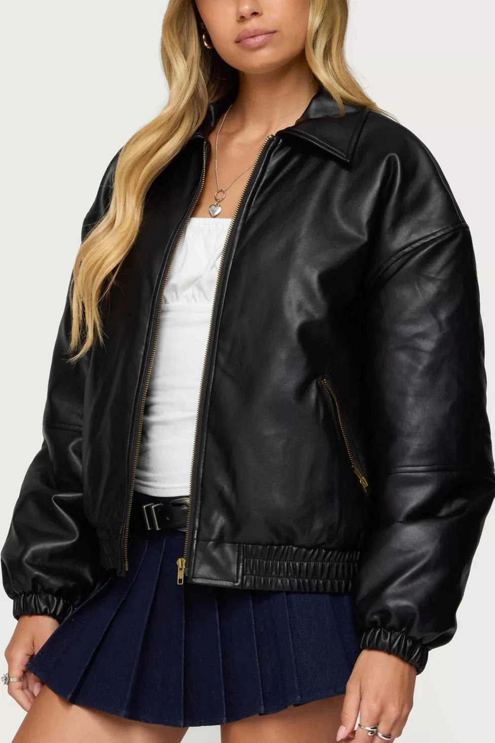 Edikted Halley Faux Leather Bomber Jacket | Urban Outfitters (US and RoW)