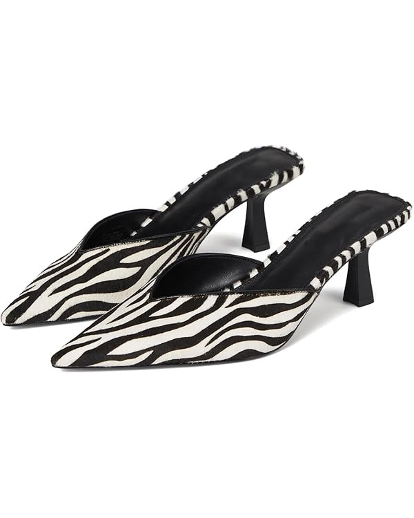 Cow Print Kitten Heel Mules for Women Pointed Closed Toe Mule Heels Slip-On Kitten Mules Comforta... | Amazon (US)