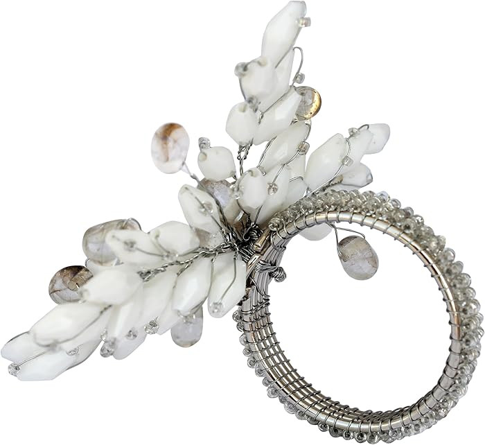 Napkin Rings Set of 12 for Dining Table Decoration Parties Everyday Metal Napkin Holder Leaf Whit... | Amazon (US)