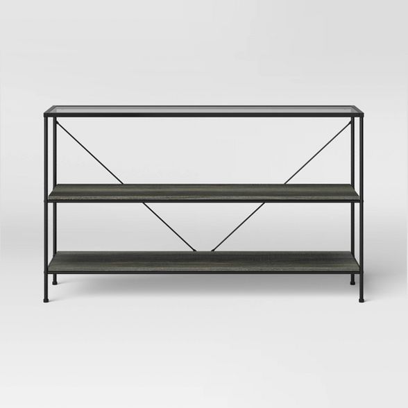 Fulham 2 Shelf Glass Top Horizontal Bookcase with Wood Shelves Black - Project 62™ | Target