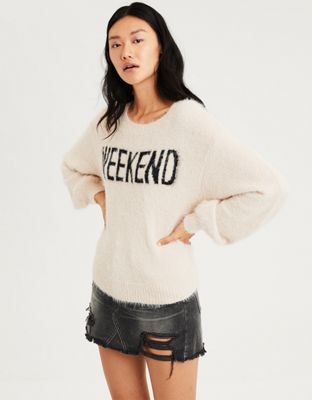 AE Eyelash Balloon Sleeve Sweater | American Eagle Outfitters (US & CA)