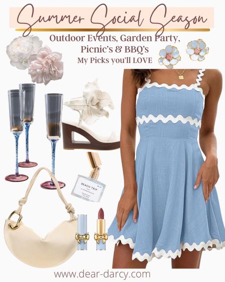 Summer Social Season

Garden party Outfit idea

Amazon Dress great quality for the price $39

Cecilia New York Flower with wooden heel wedge fits tts

Anthro flower hand paired earrings 

Beach perfume $24

Pat McGrath lipstick in pretty bow case

Beautiful champagne flute Anthro 

Cult Gaia shoulder bag with gold detail
Holds everything and looks beautiful 



#LTKShoeCrush #LTKParties #LTKStyleTip