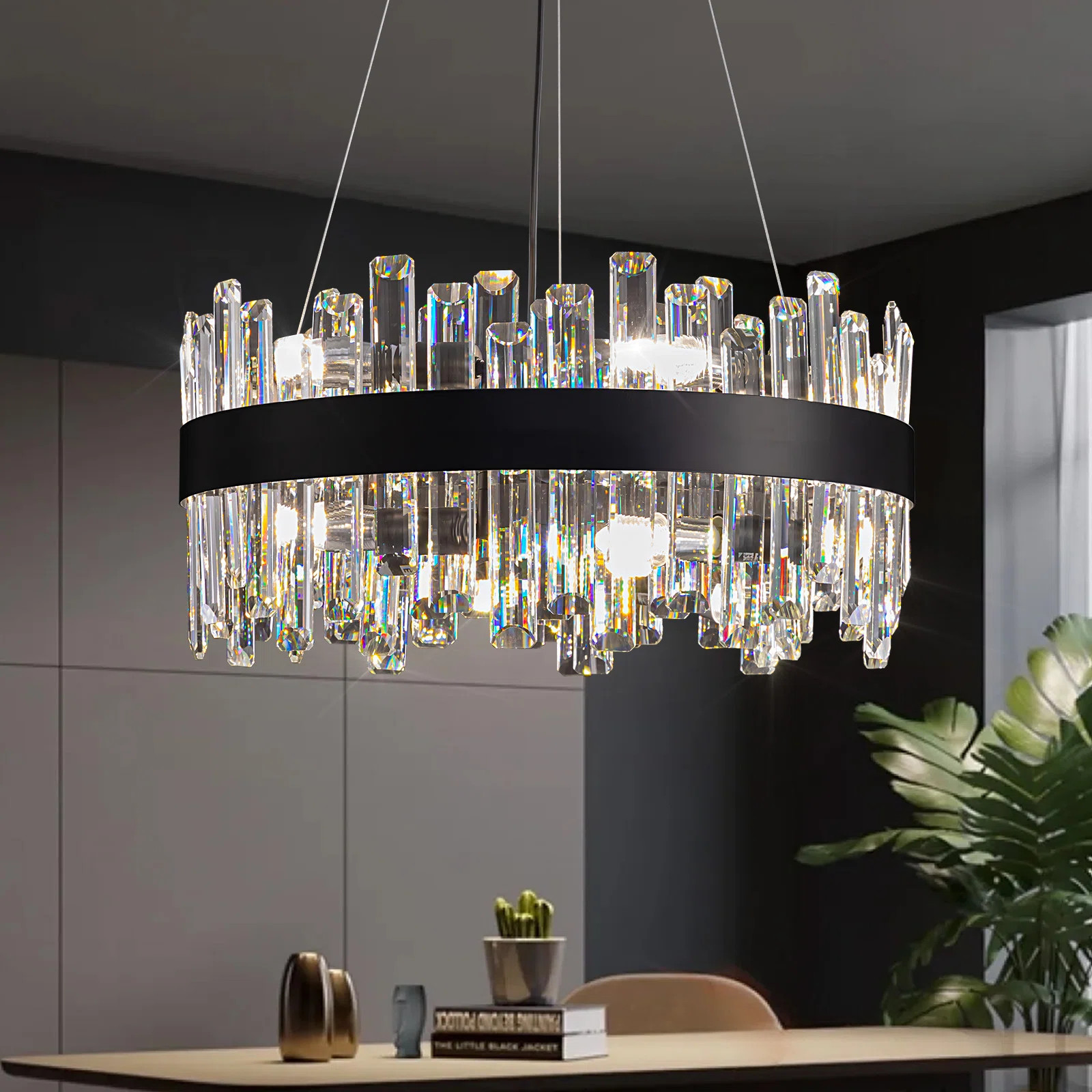 Xzavious 12 - Light Dimmable Round  Crystal Hanging Light Modern Chandeliers | Wayfair North America