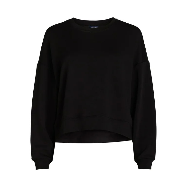 Scoop Women's and Women's Plus Ultimate ScubaKnit Cropped Sweatshirt with Drop Sleeves, Size XS-4... | Walmart (US)