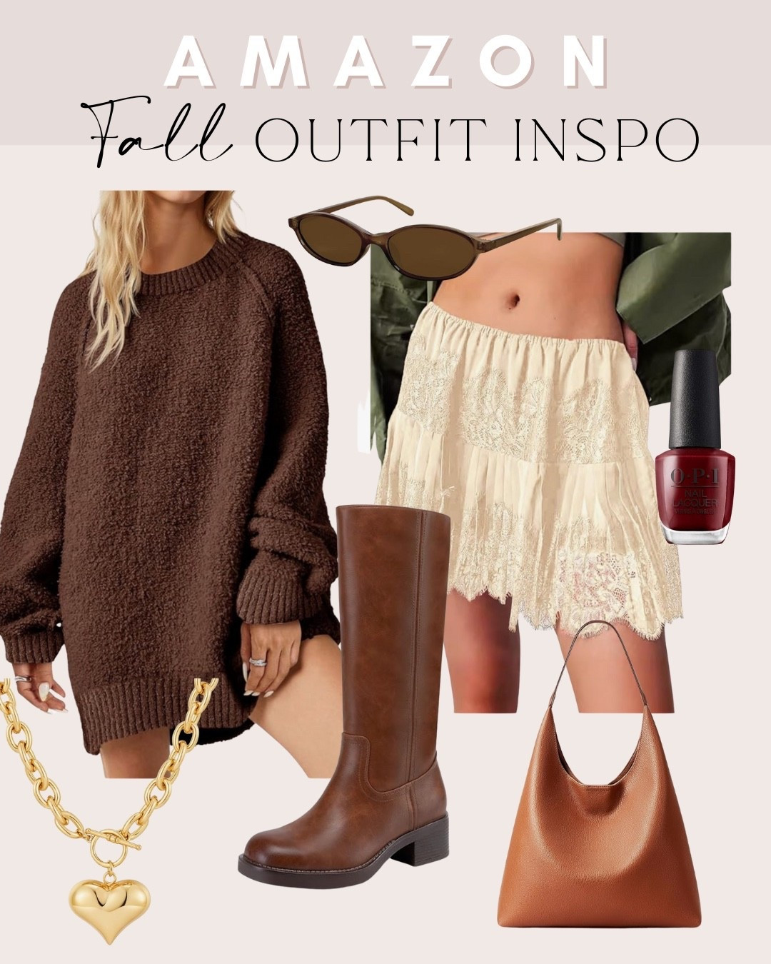 Oversized slouchy sweater with lace skirt for Fall from Amazon. 

#LTKMidsize #LTKOver40 #LTKSeasonal