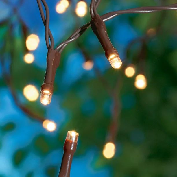 Mainstays 50-Count Solar Powered Outdoor LED Mini String Lights, with Warm White LED Bulbs | Walmart (US)