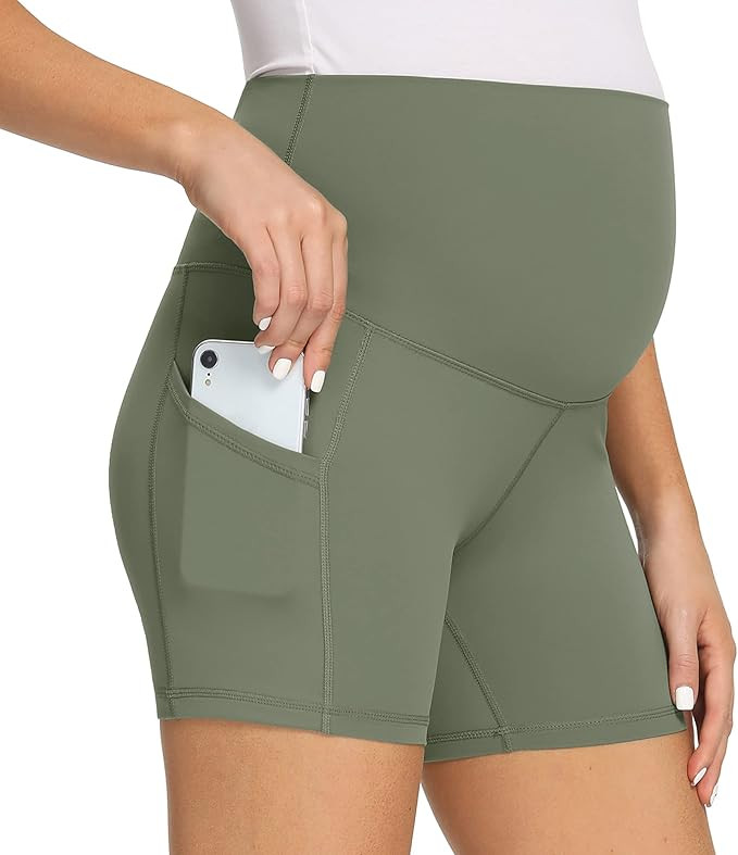 fitglam Women's Maternity Athletic Shorts Over The Belly Pregnancy Workout Biker Running Yoga Sho... | Amazon (US)