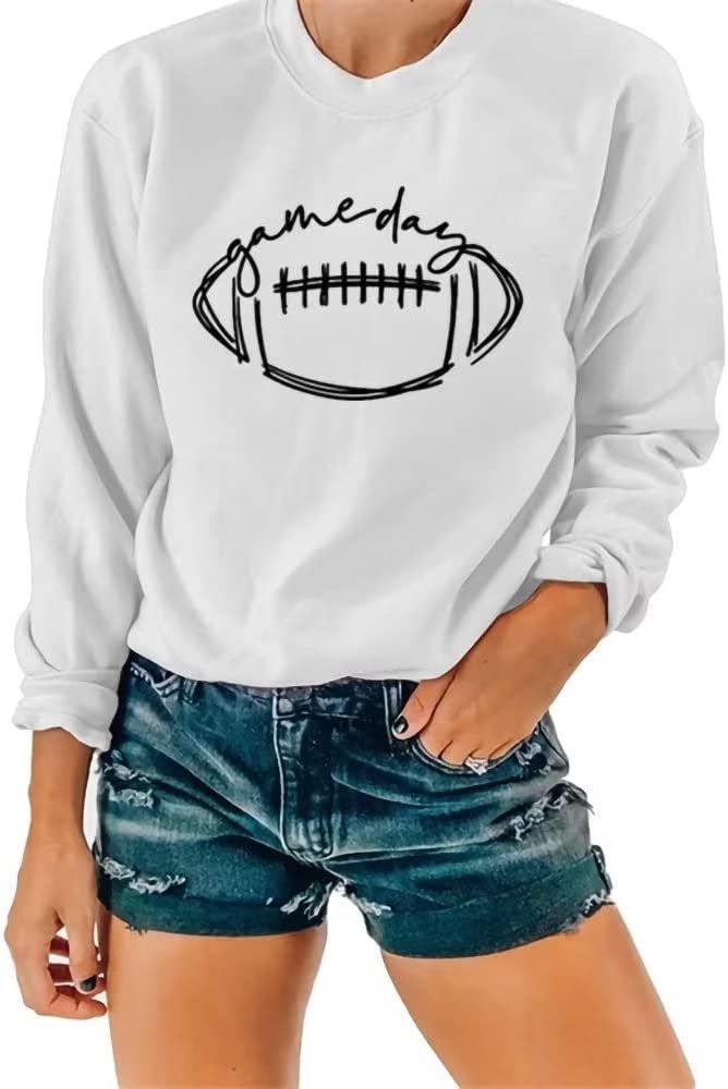SINBRLAI Women's Game Day Sweatshirt Football Graphic Print Pullover Long Sleeve Crewneck Casual Top | Amazon (US)