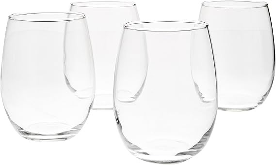 Amazon Basics Stemless Wine Glasses, 15 oz, Set of 4, Clear | Amazon (US)