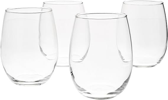Amazon Basics Stemless Wine Glasses, 15 oz, Set of 4, Clear | Amazon (US)