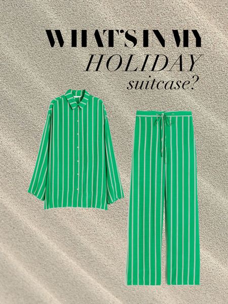 Another coord for your collection… even for us neutrals girls this green set from H&M is perfect for the sunshine. I love the pyjama vibes with the stripe, and it’ll go so well with a green crinkle swimsuit for a tonal look 💚🍀
Co ord set | H&M | Pyjama set | Stripe trousers | Wide leg trousers | Holiday wardrobe | Beach coverup | Stripe shirt | Oversized shirt | Green shirt 

#LTKSeasonal #LTKtravel #LTKworkwear