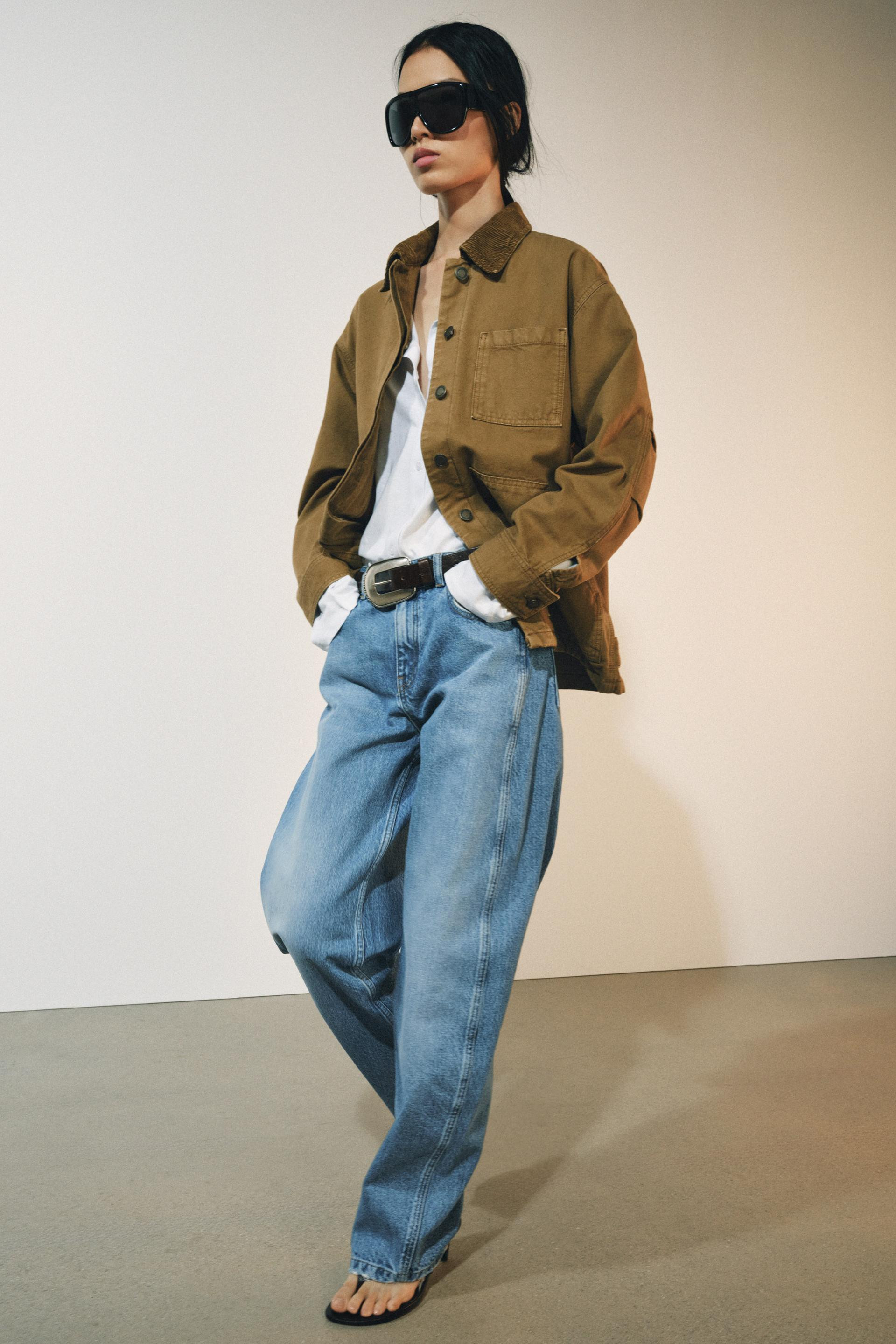 ZW COLLECTION CURVED STRAIGHT MID-WAIST JEANS | Zara UK