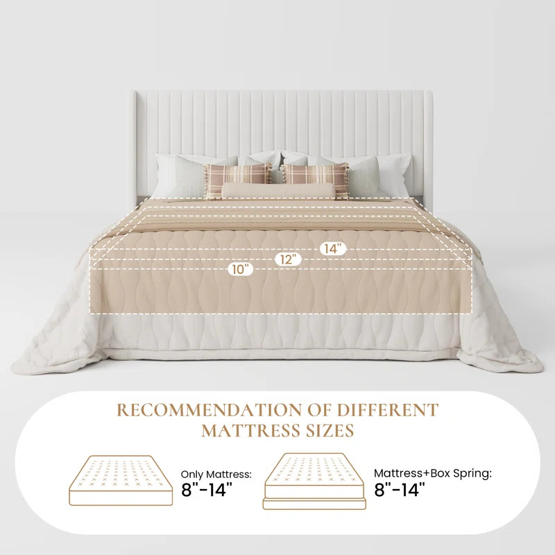 Candler Velvet Upholstered Platform Bed with Wingback Headboard and Wooden Slats | Wayfair North America