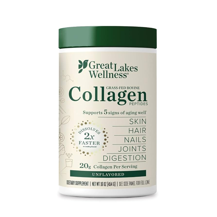 Great Lakes Wellness Collagen Peptides Powder for Skin, Hair, Nails, Joints & Digestion - Unflavo... | Amazon (US)
