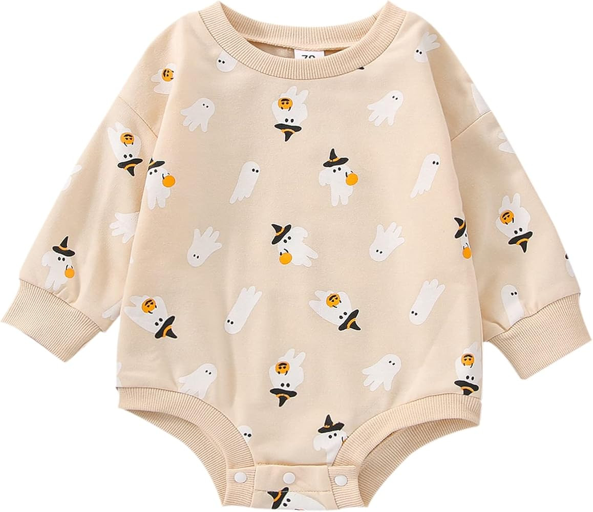 FYBITBO Halloween Baby Girl Boy Clothes Pumpkin Romper Sweatshirt Onesie Long Sleeve Bodysuit Top... | Amazon (US)