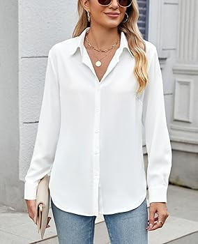 Womens Long Sleeve Button Down Shirt Ultra-Soft Stretch Wrinkle-Free Work Casual Business Office ... | Amazon (US)