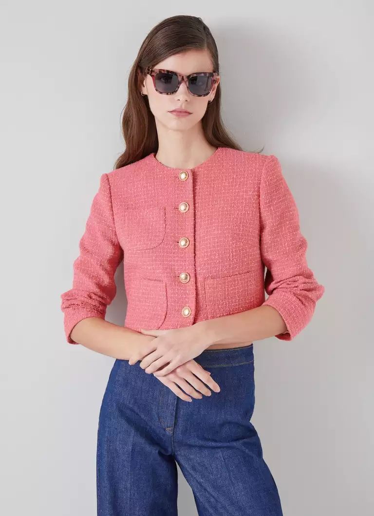 Allie Pink Recycled Cotton Italian Tweed Jacket | L.K. Bennett (UK)