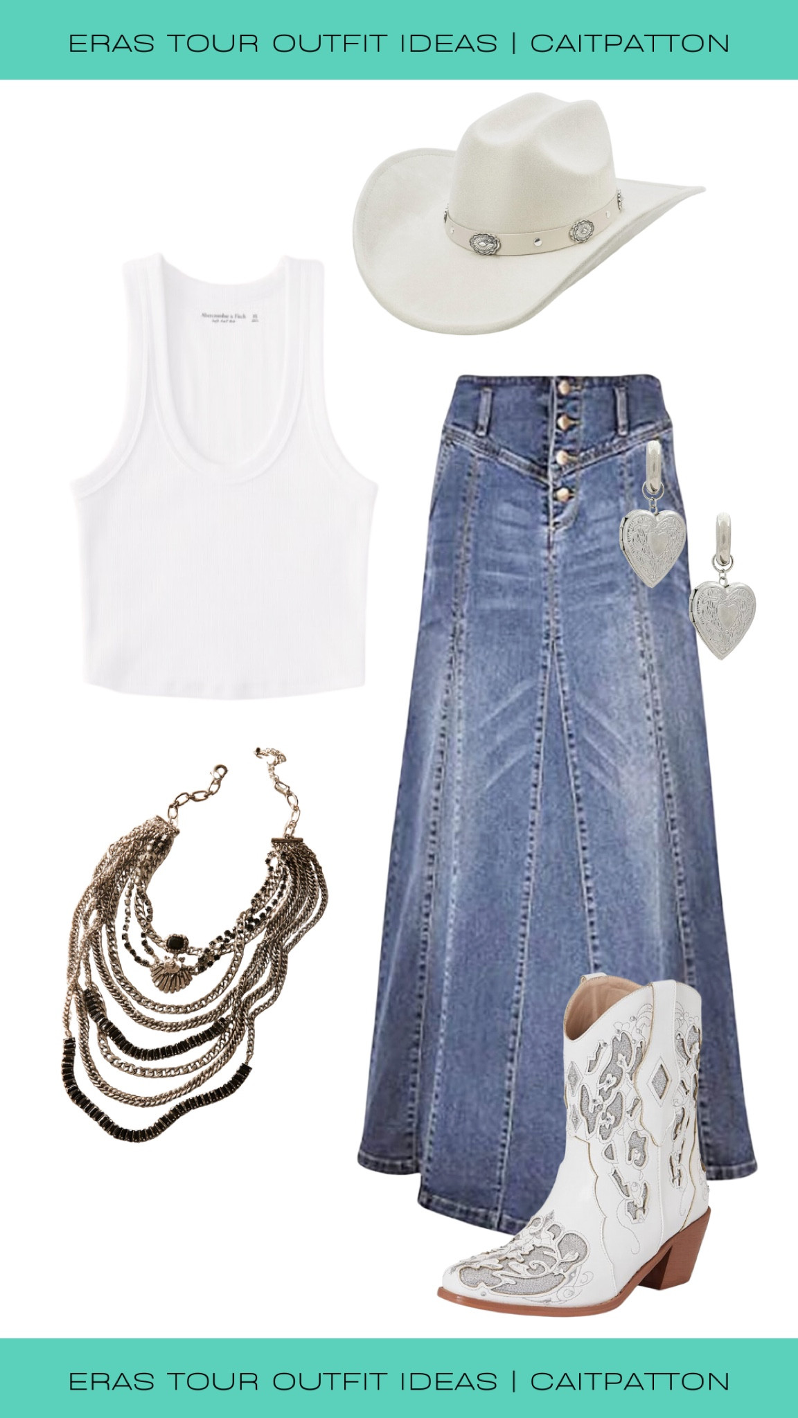 Debut Eras Tour outfit idea! Perfect Eras Tour outfit if you want to rep the Debut Taylor Swift album!

Debut outfit idea, Eras Tour outfit idea, Eras Tour outfit, Eras Tour outfits, Debut outfits, Debut Eras outfit, Debut eras outfits, Debut eras tour outfit, debut eras tour outfits, Debut eras tour outfit ideas, debut eras tour outfit idea, cowgirl outfit idea, denim maxi skirt, denim skirt, cowgirl hat, layered necklaces, cowgirl boots, silver earrings, silver jewelry 

#LTKstyletip #LTKsalealert #LTKshoecrush