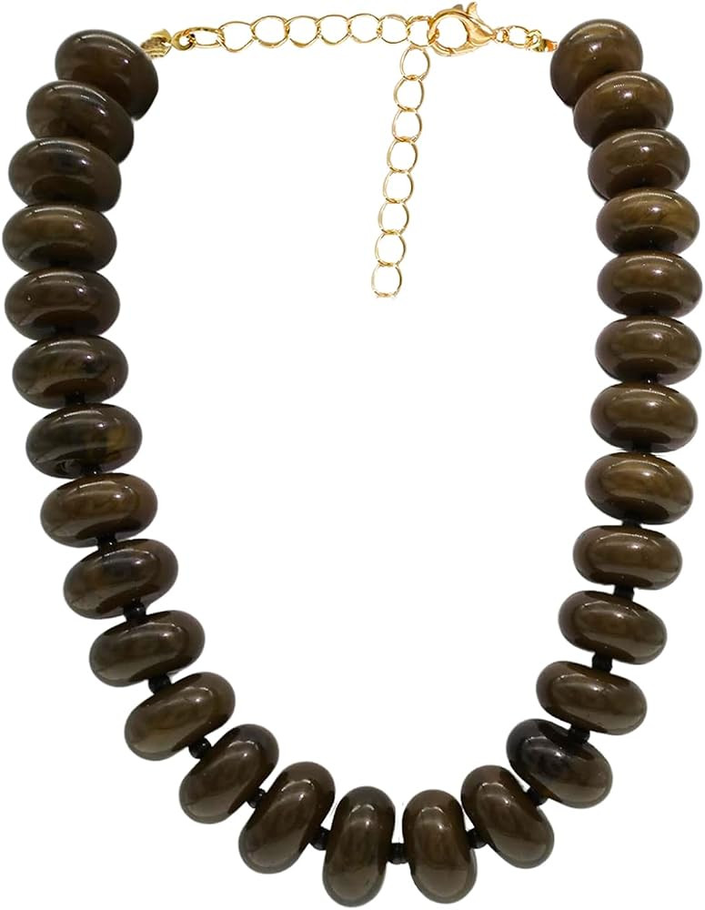 JNF Chunky Big Beaded Necklace for Women Colorful Large Beads Choker Necklaces Boho Statement Bea... | Amazon (US)