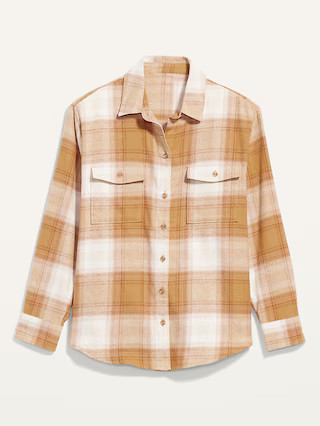 Long-Sleeve Plaid Flannel Boyfriend Tunic Shirt for Women | Old Navy (US)