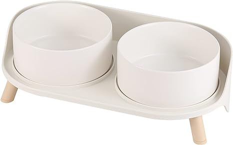 Elevated Ceramic Dog Bowl Set - Double Dog Feeding Bowls with Stand Splash Proof - Raised Dishes ... | Amazon (US)