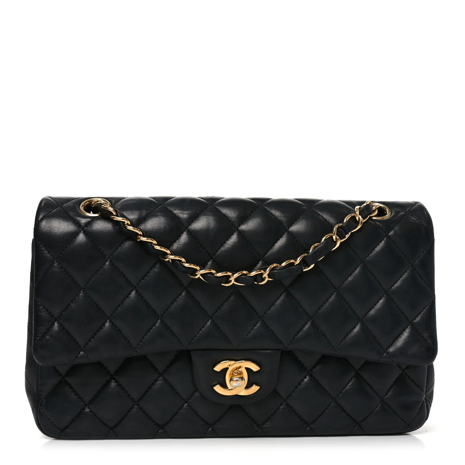 Chanel Lambskin Quilted Medium Double Flap Black 1852725 | FASHIONPHILE (US)
