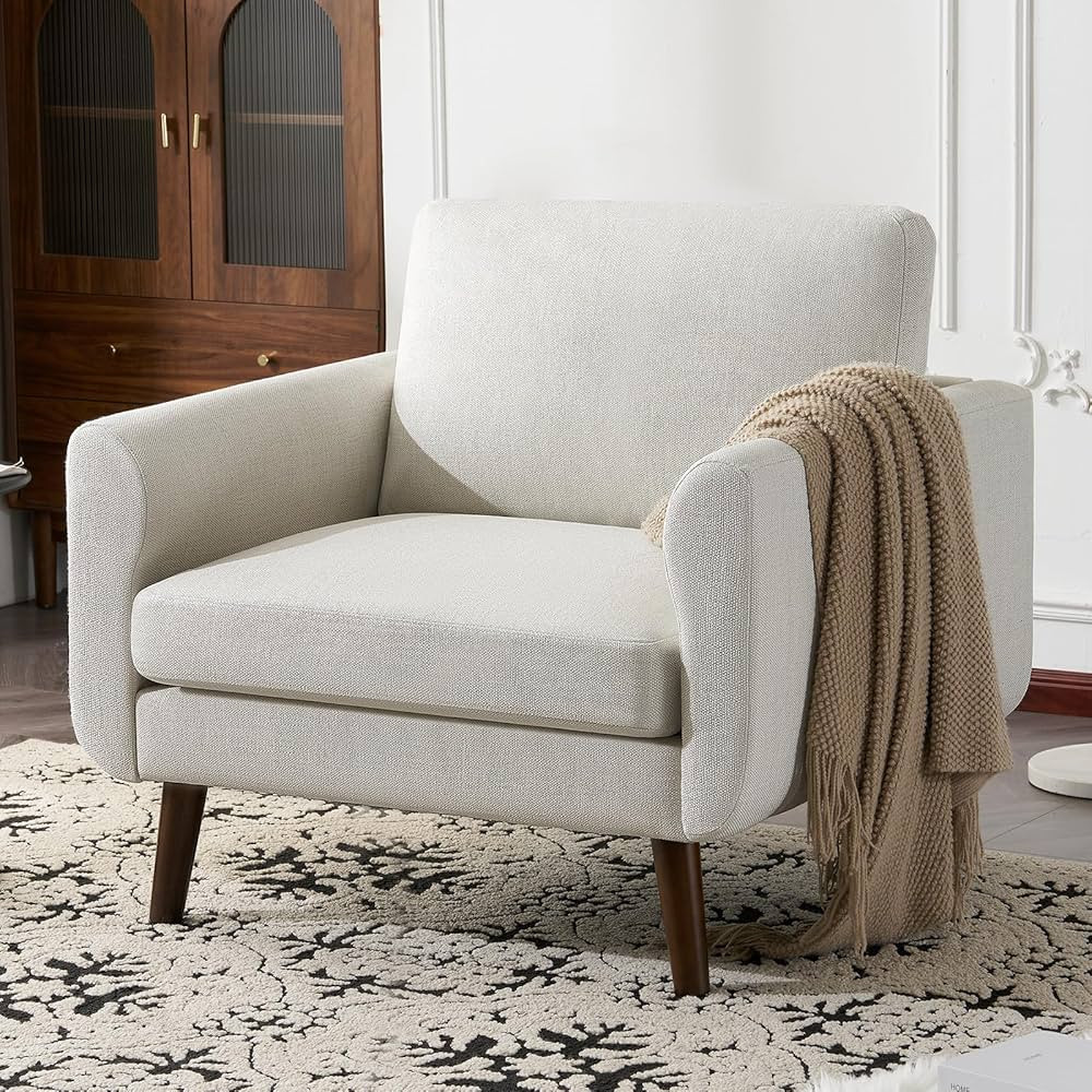 ELUCHANG Accent Chair Set of 1, Oversized Mid Century Modern Chair Living Room Chairs, Soft Linen... | Amazon (US)