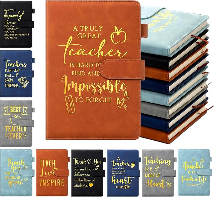 Outus 10 Pcs Teacher Appreciation Gifts Bulk Leather Notebook Journal for Women Men A5 Hardcover ... | Amazon (US)